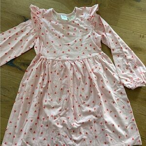 Hanna Andersson Light Pink Dress with Red Heart Print